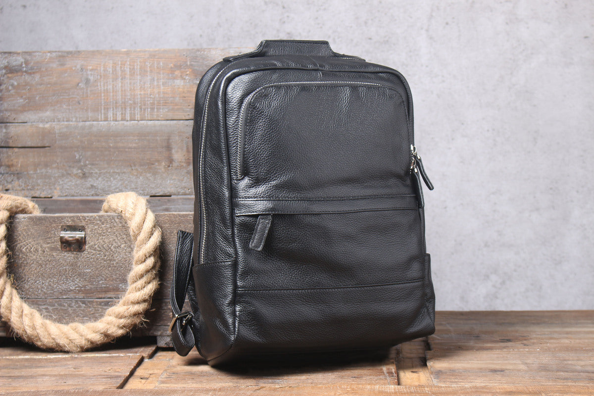 black genuine leather backpack