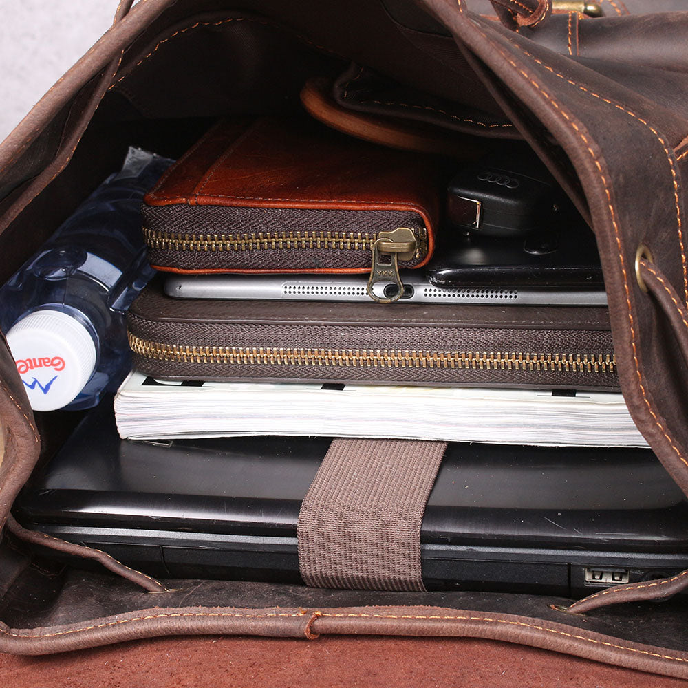 two-tone brown leather laptop bag