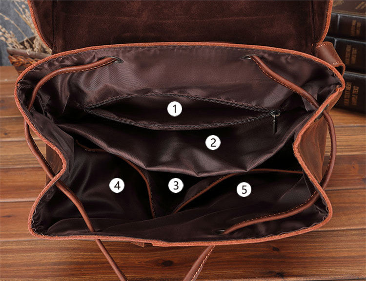 trendy bohemian style brown cowhide leather travel bag with quilted laptop sleeve to carry your macbook and ipad tablet