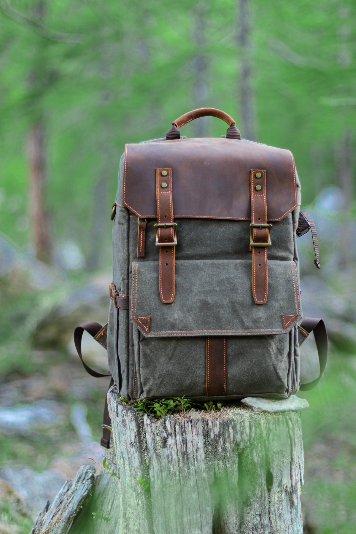 canvas and leather photo bag