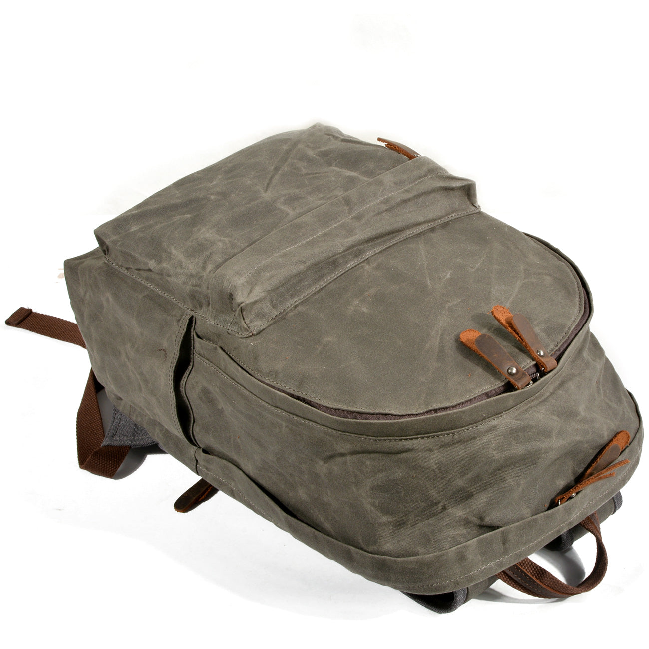 canvas and leather backpack