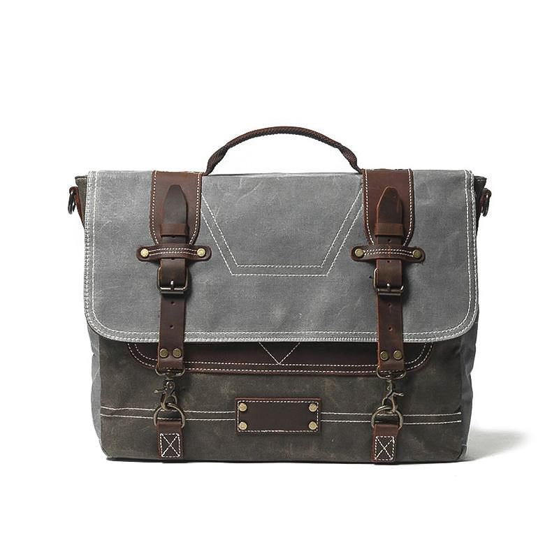 canvas and leather messenger bag