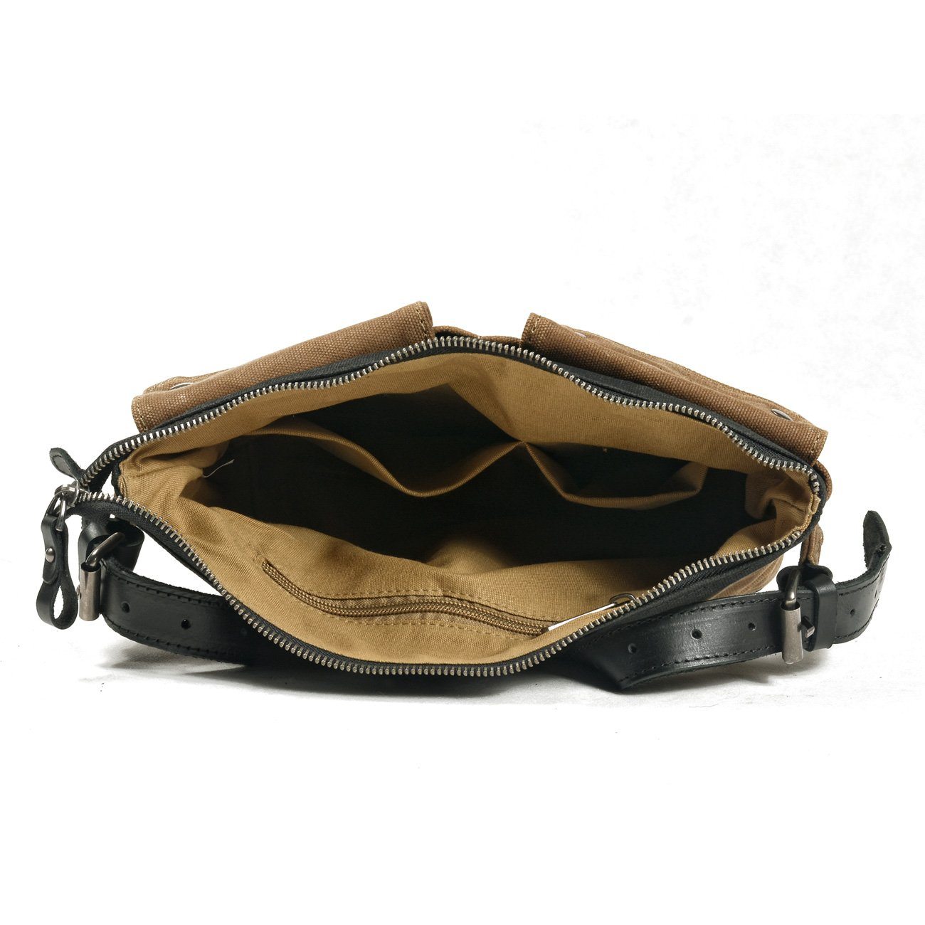 functional canvas cross body bag with vintage leather