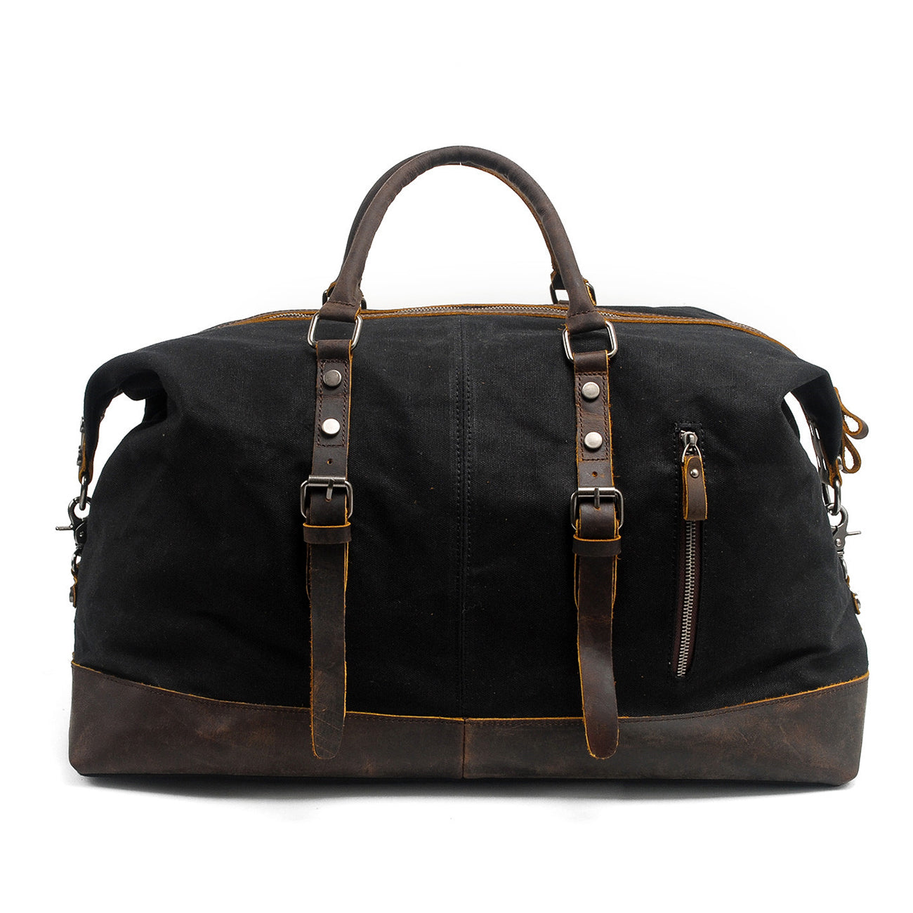 old school Duffle Bag with genuine leather straps and top handles