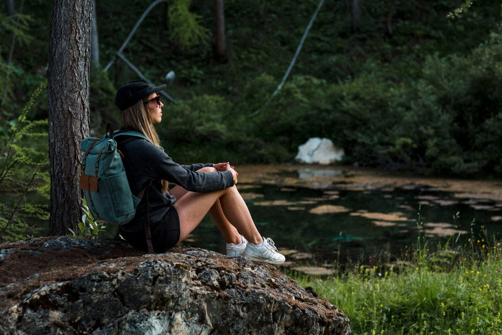 large capacity leather and canvas hiking rucksack backpack