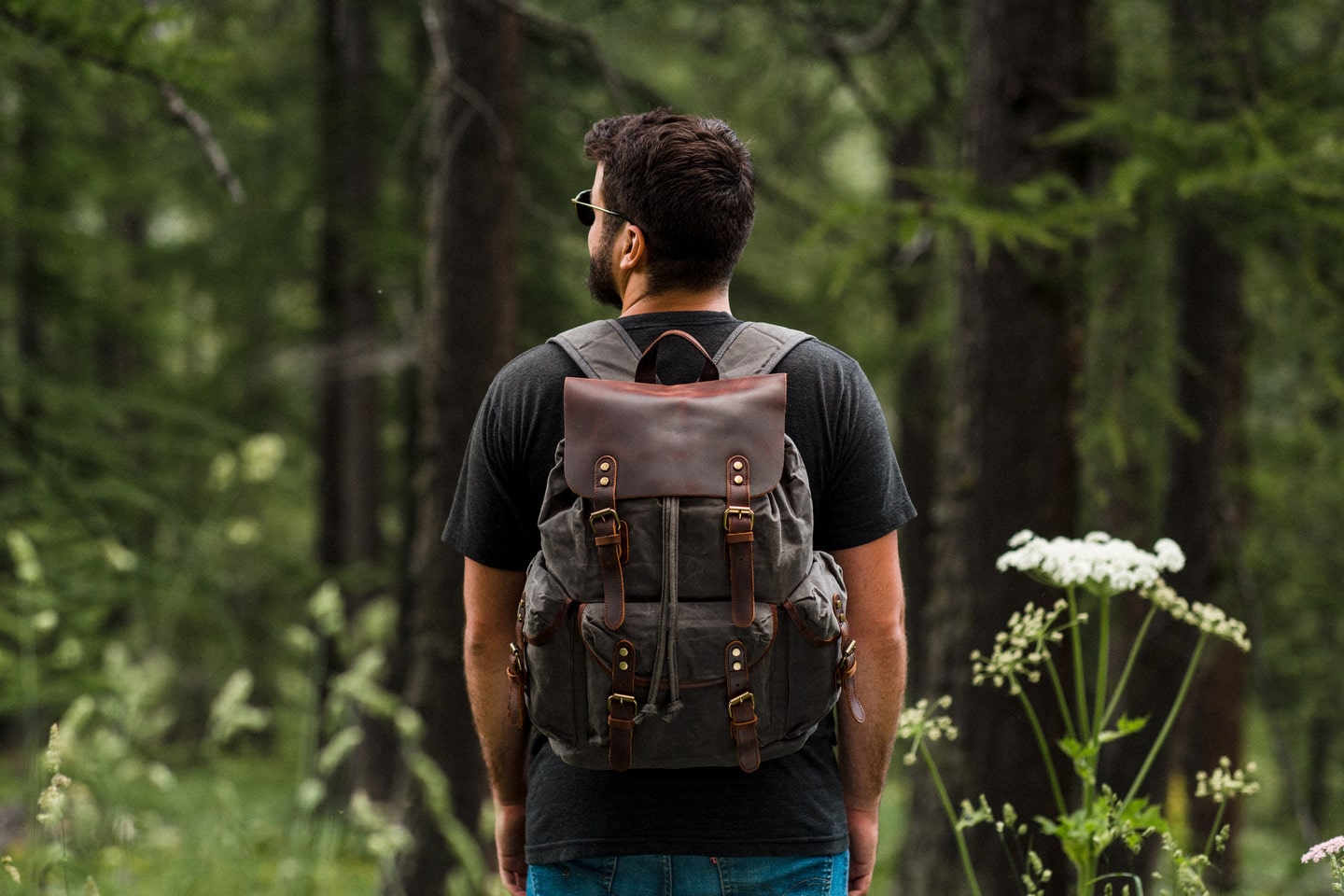 canvas leather backpack