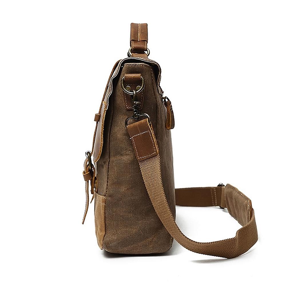 mens waxed canvas messenger bag