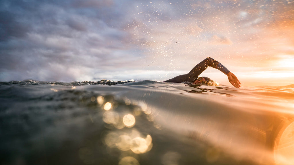 Close-up man swimming