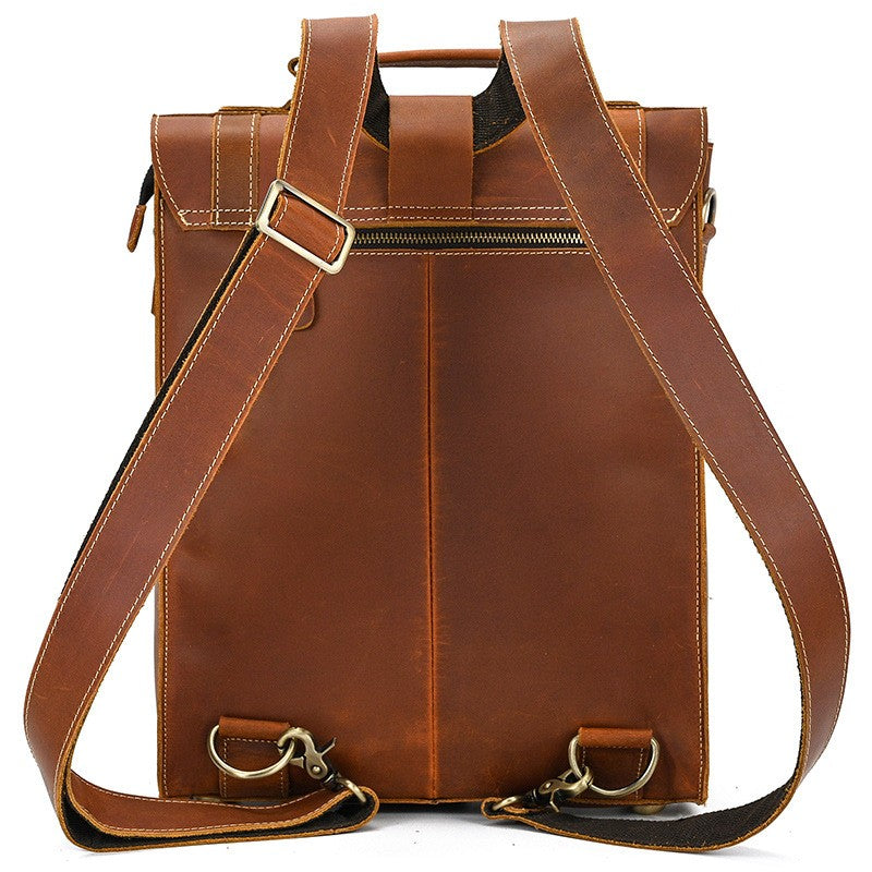 convertible classic leather carry-all backpack crossbody bag with zipped pockets to securely transport a wallet, a coin purse, a card holder or sunglasses