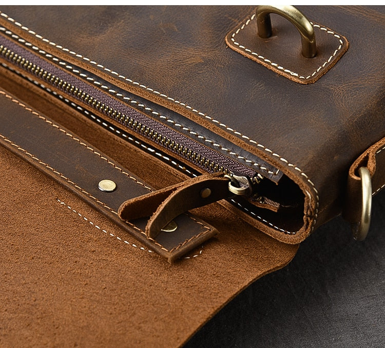 dark brown leather bag