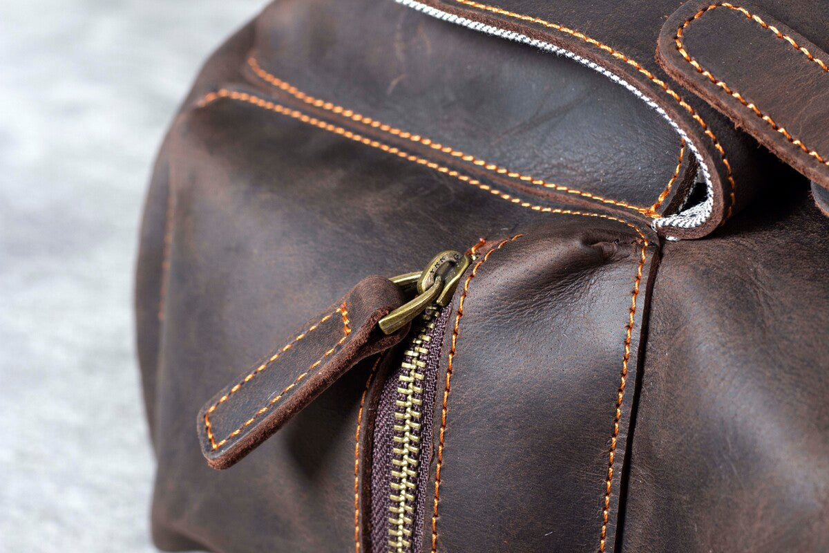 drawstring leather bag