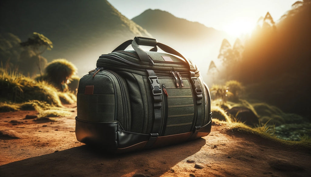 duffel backpack showcasing its hybrid design combining a duffel bag and a backpack