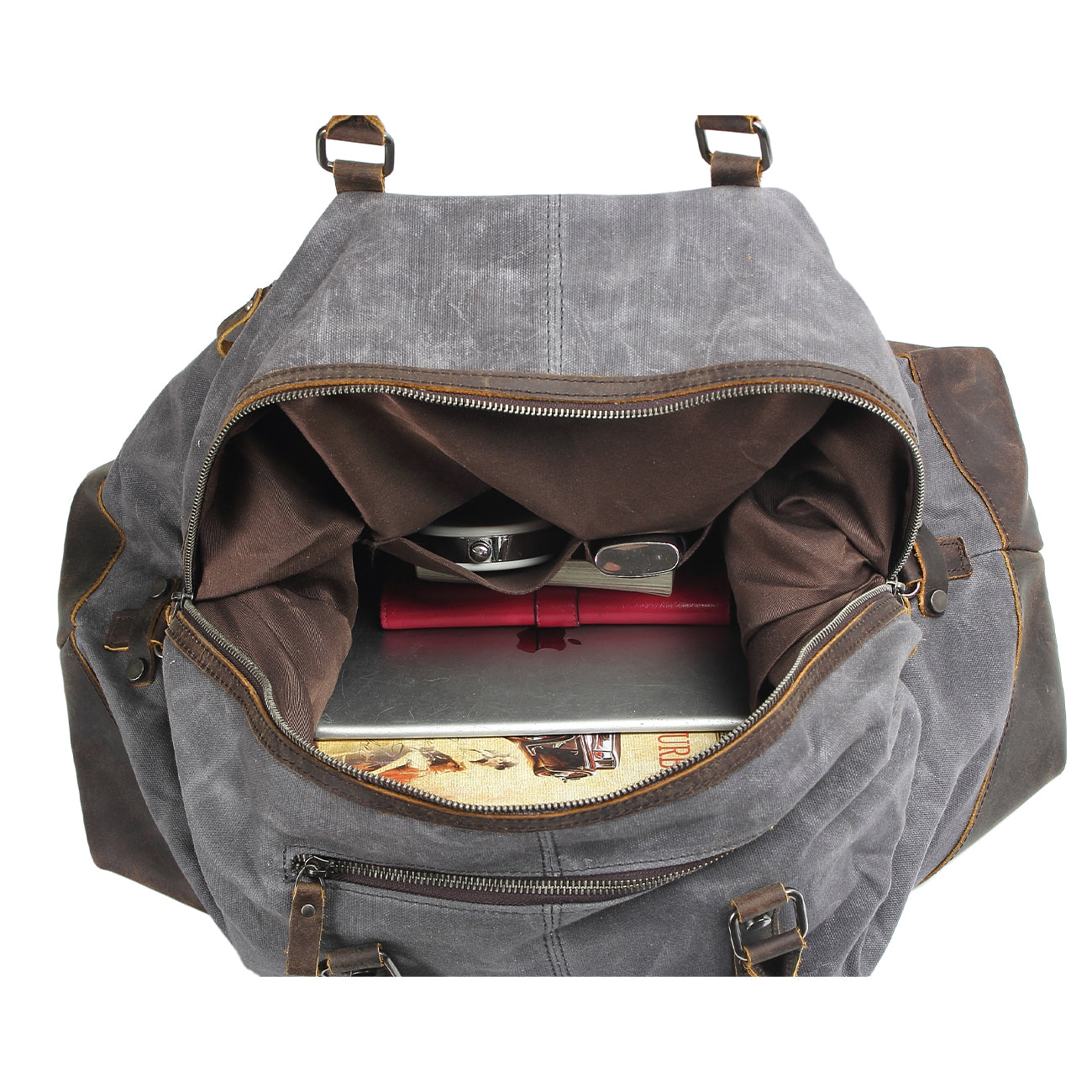duffle waterproof bag with detachable shoulder strap and exterior pockets