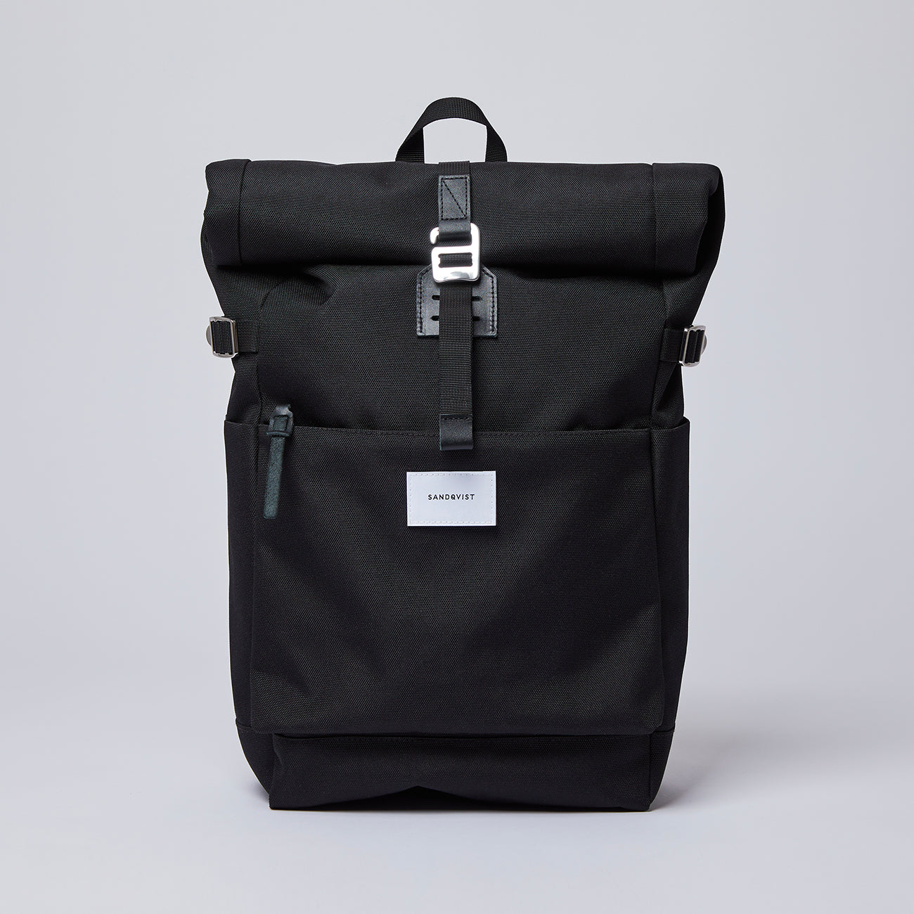 eco friendly urban roll top backpack black