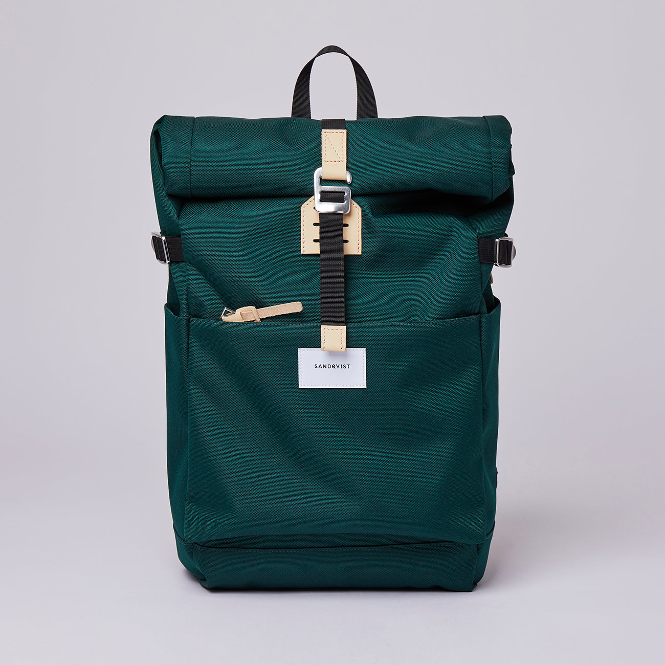 eco friendly urban roll top backpack emerald green