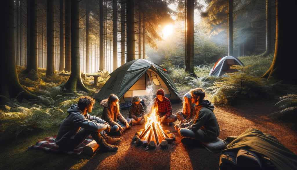 family on a weekend camping trip in the great outdoors