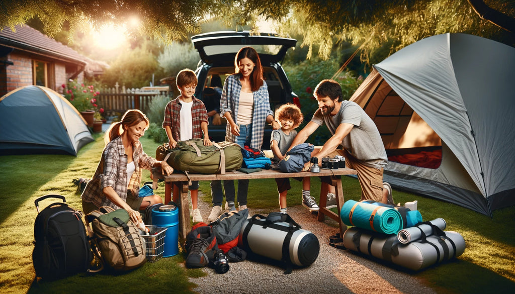 family preparing their camping gear for their next camping adventure