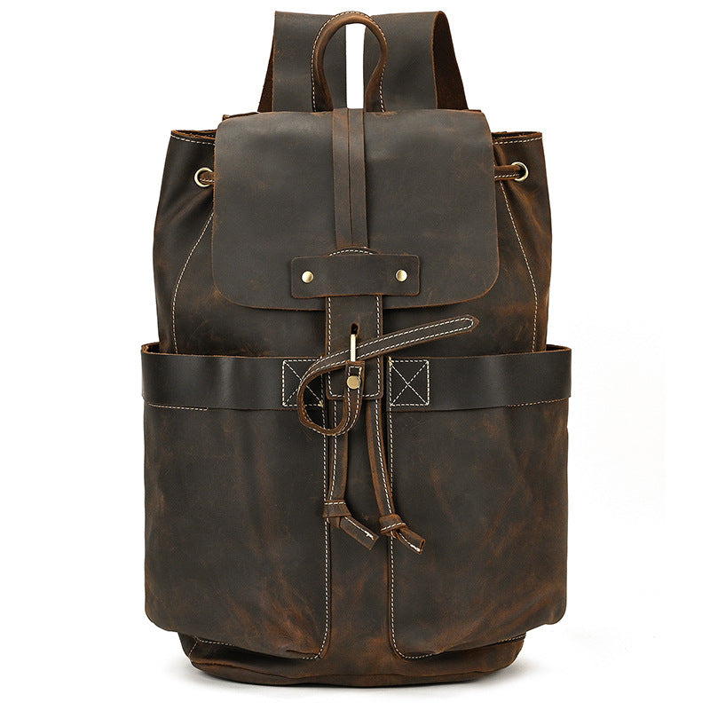 handmade female genuine leather carryall backpack