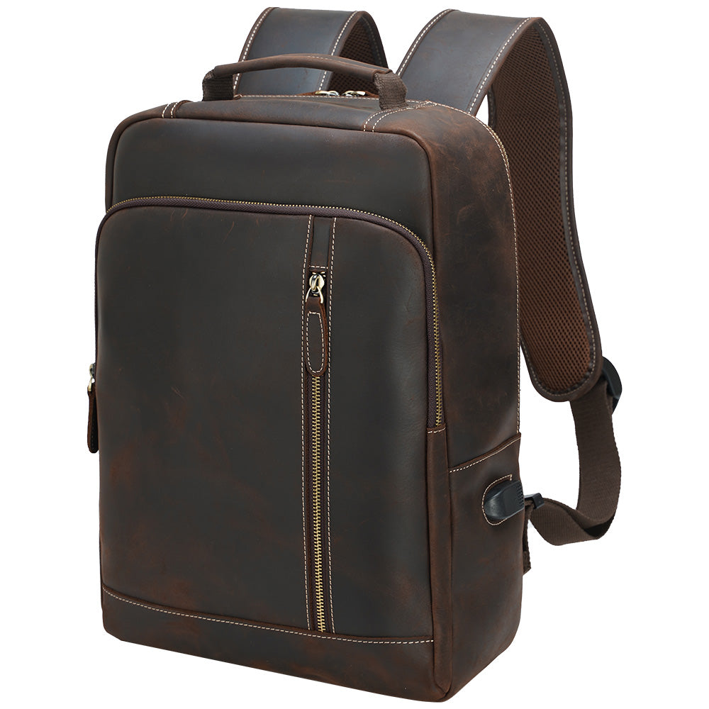 full grain leather backpack