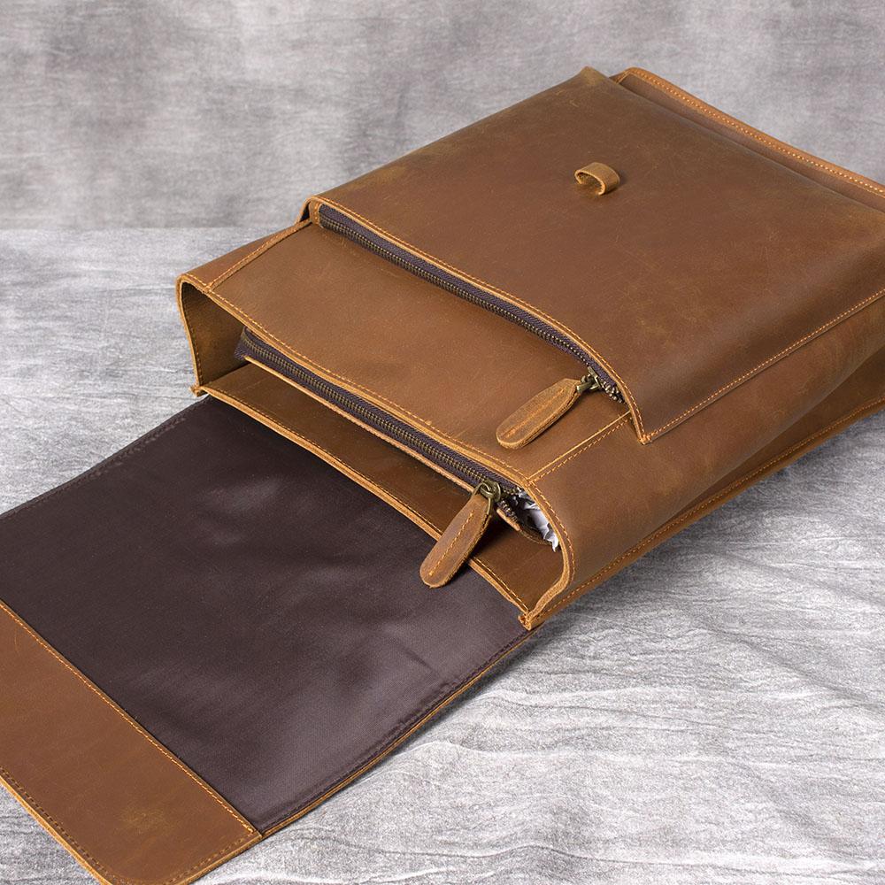 handmade genuine leather carry on backpack for men