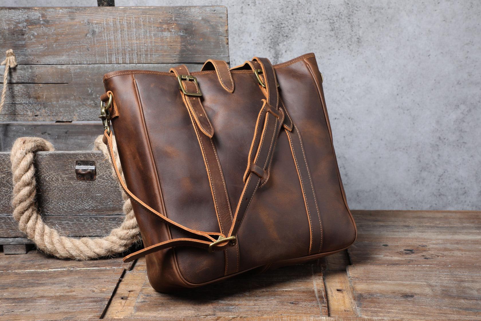 genuine leather tote bag