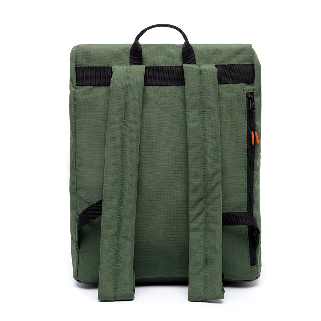 green sustainable laptop backpack back view