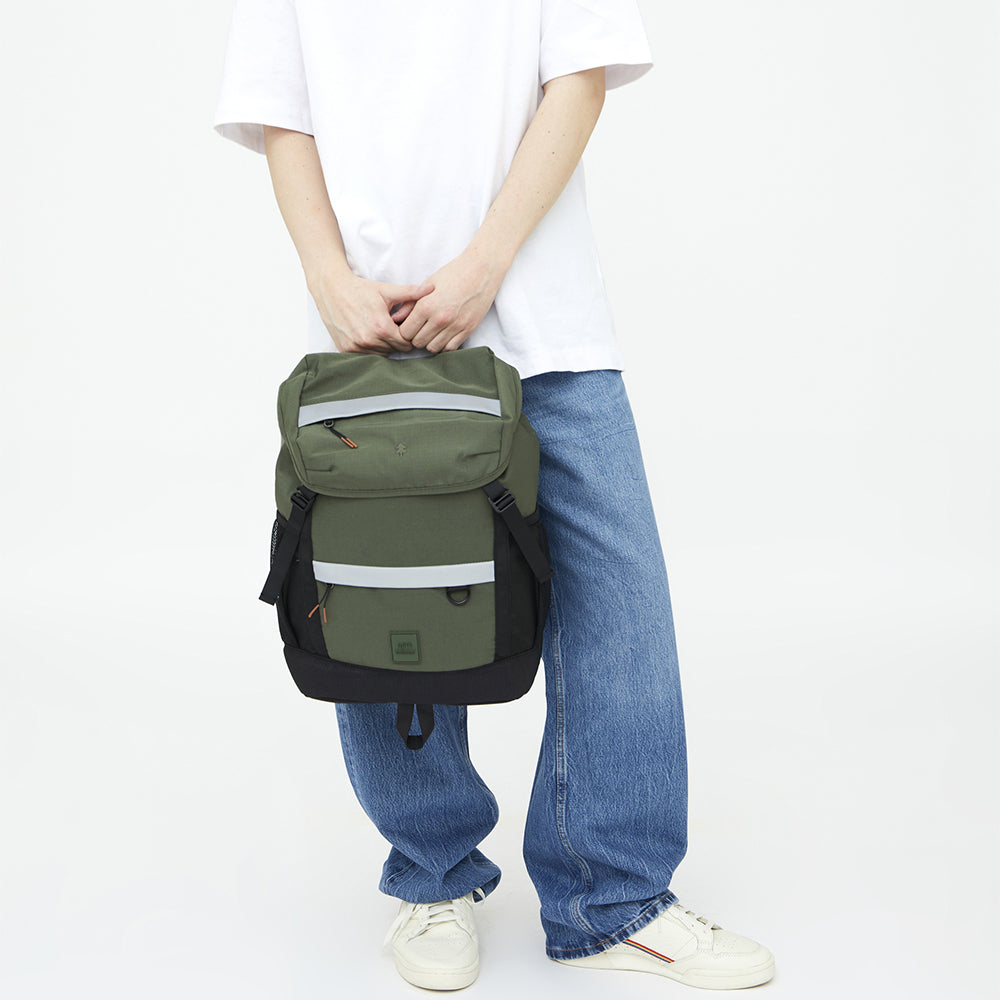 green travel backpack