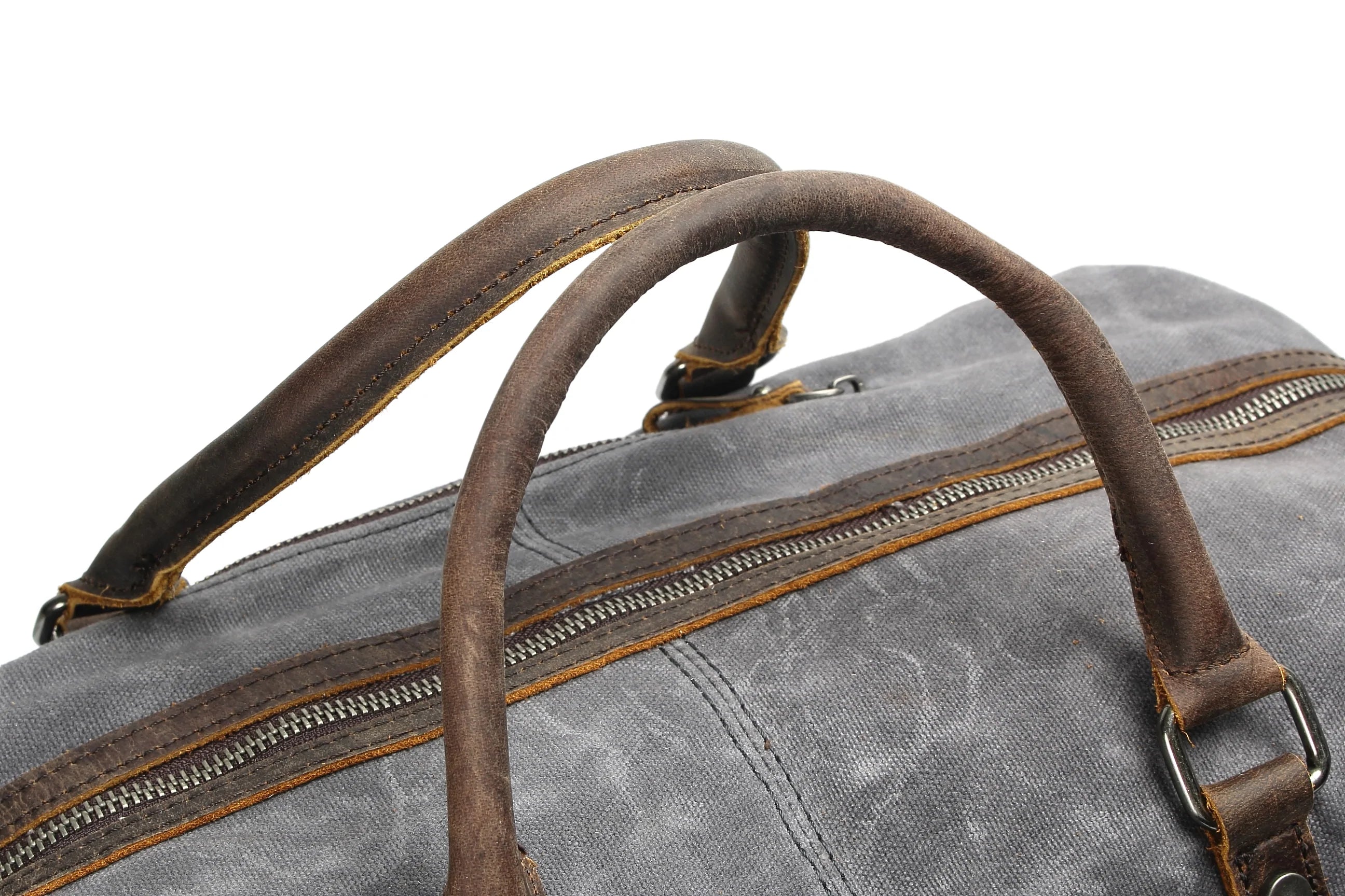 leather and heavy canvas duffle bag