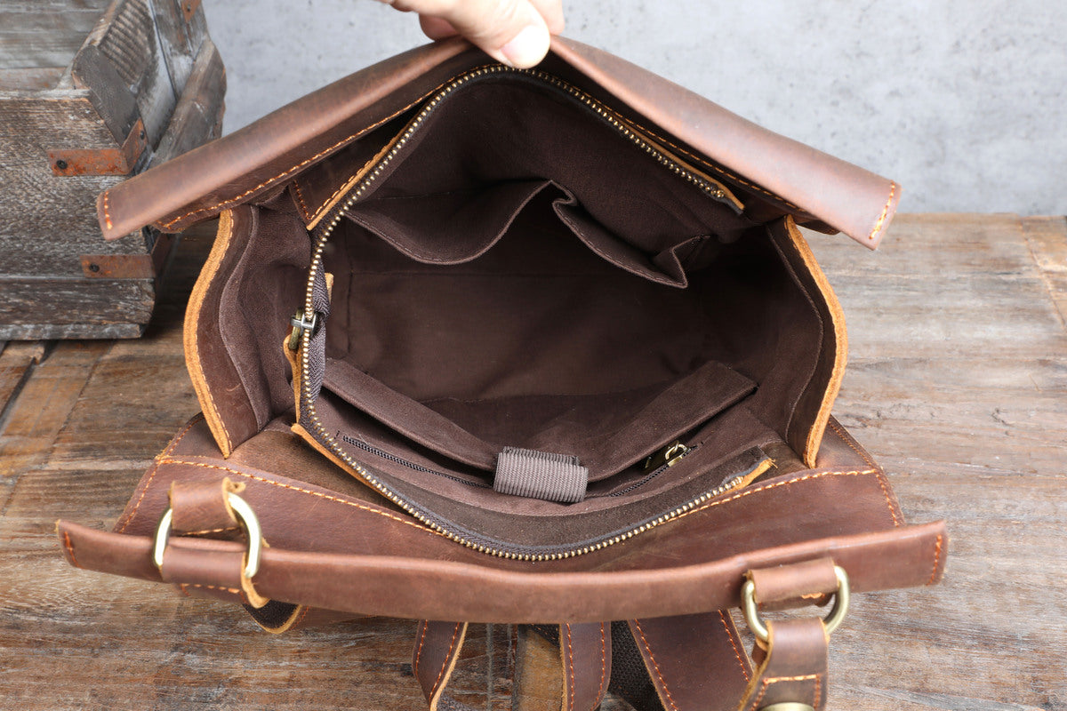 high quality leather backpack