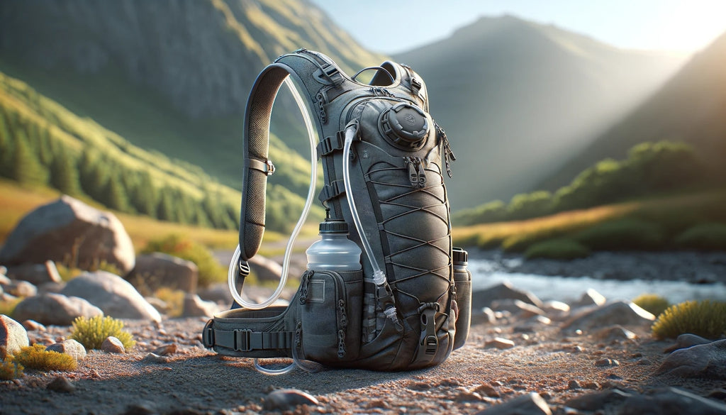 hydration pack features a built in hydration system with a reservoir and drinking tube
