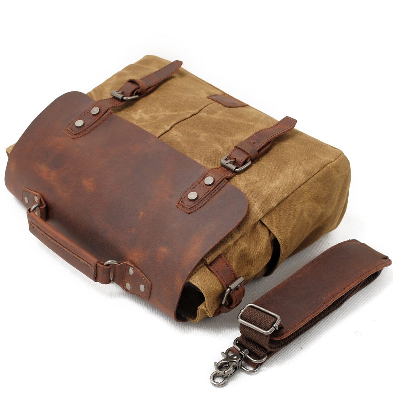 roomy Crossbody messenger Bag with brown leather parts
