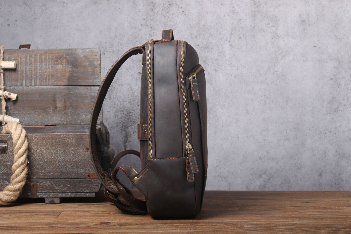 handcrafted laptop backpack vintage leather