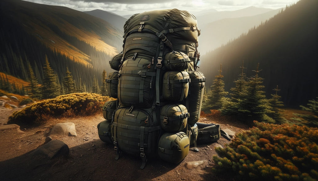 large hiking backpack in a rugged outdoor setting designed for durability and comfort