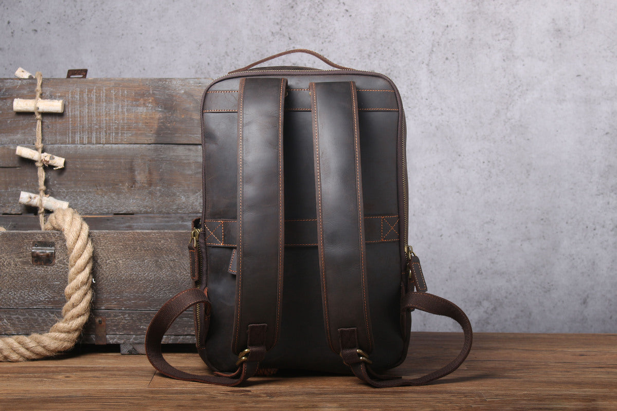 convertible classic leather backpack 16 inch laptop