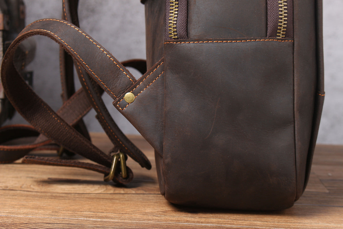 leather backpack school bag