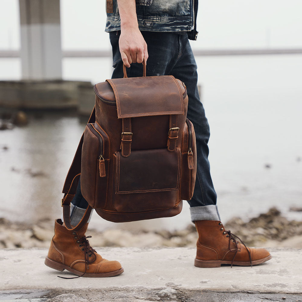 leather backpack for laptop