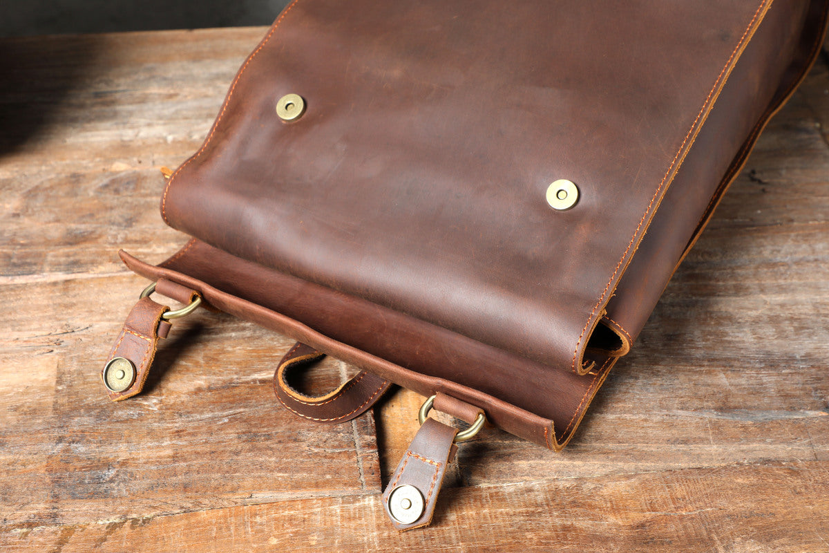 leather bookbag