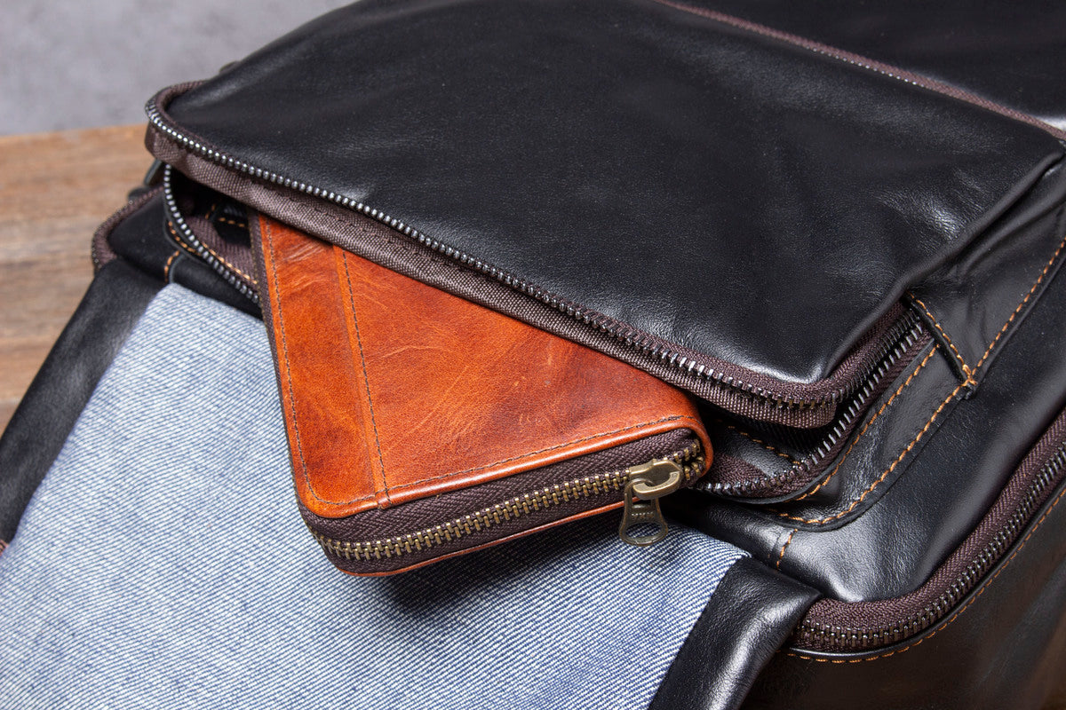 leather bookbag for men