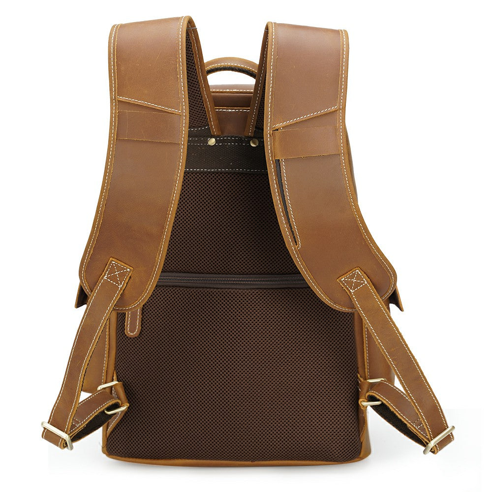 leather brown backpack