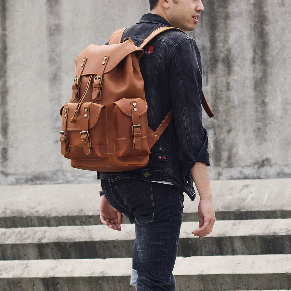 leather carry on backpack