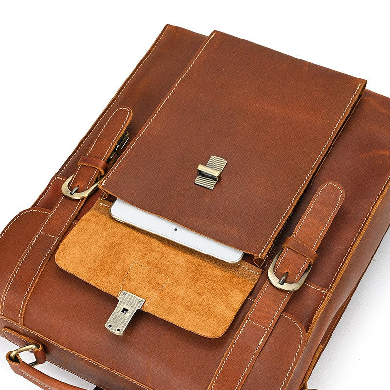 well made quality leather convertible laptop backpack