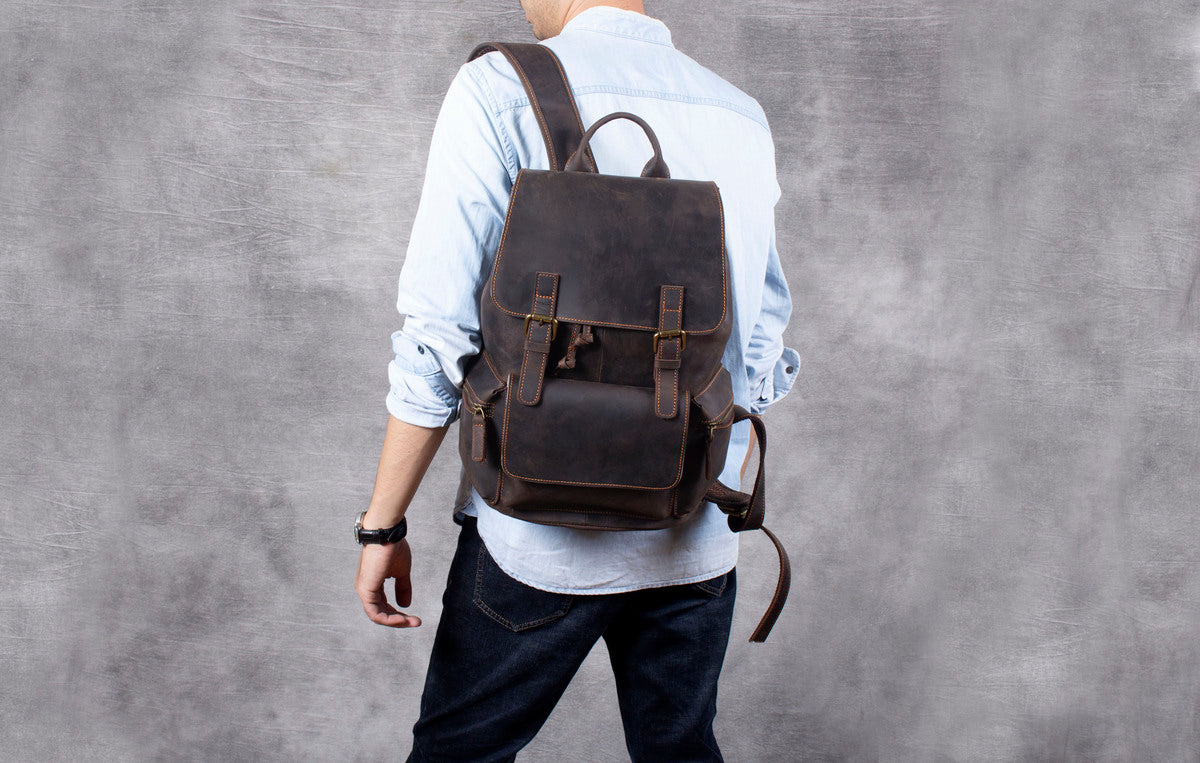 leather drawtring backpack