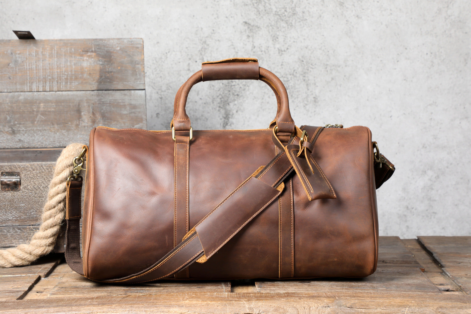 leather duffel