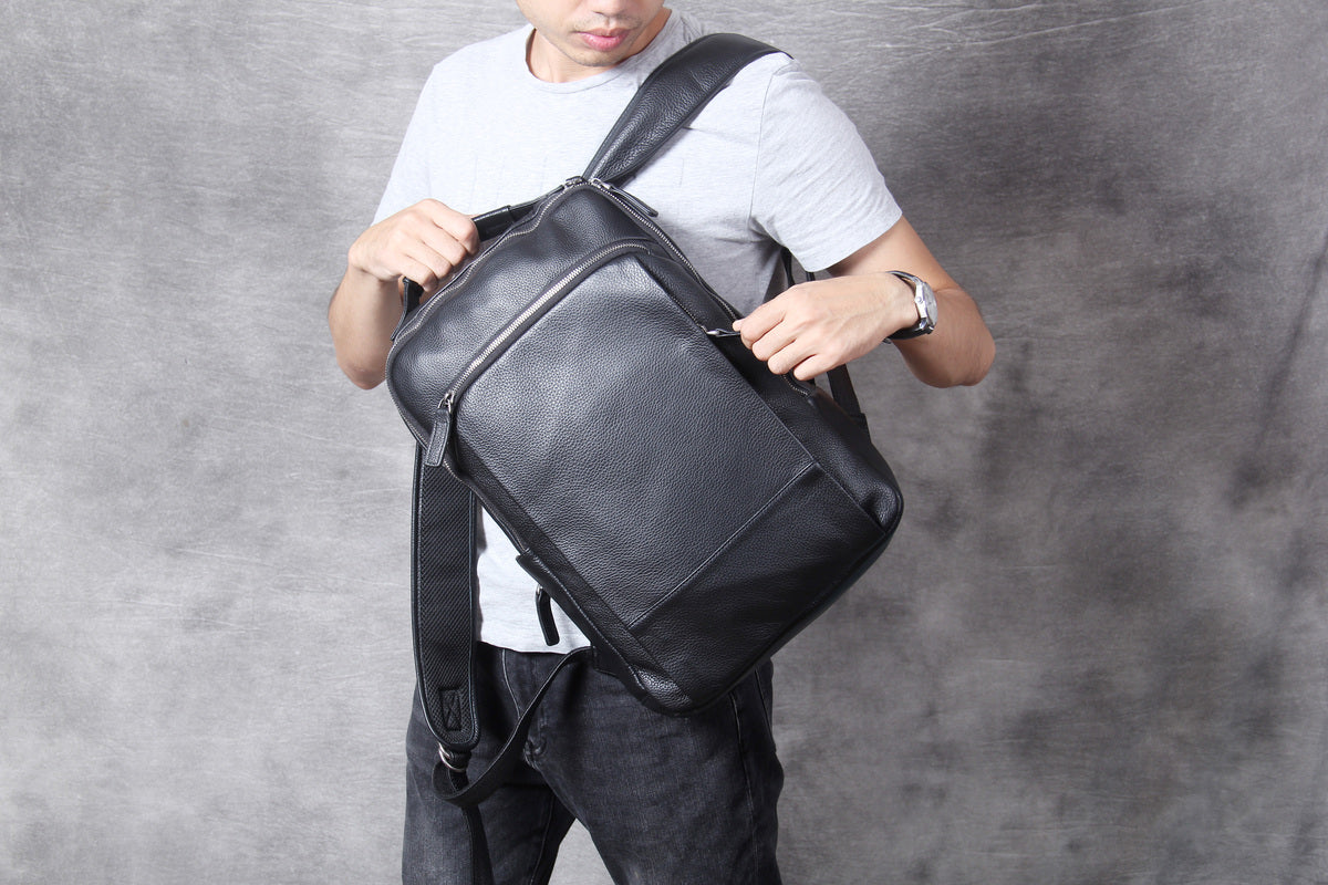 leather mens backpack