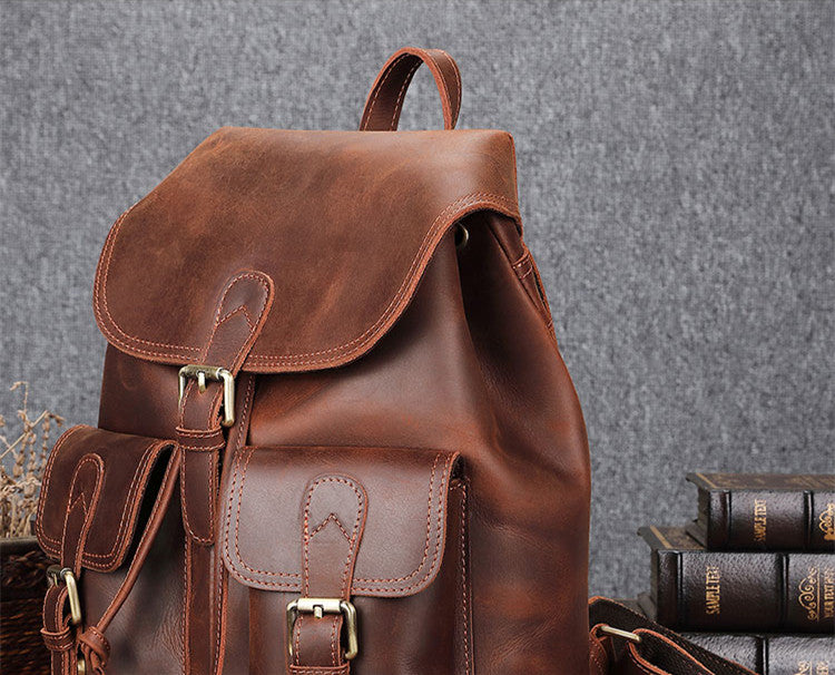 vintage leather office hiking backpack that fits every silhouette and outfits in your wardrobe