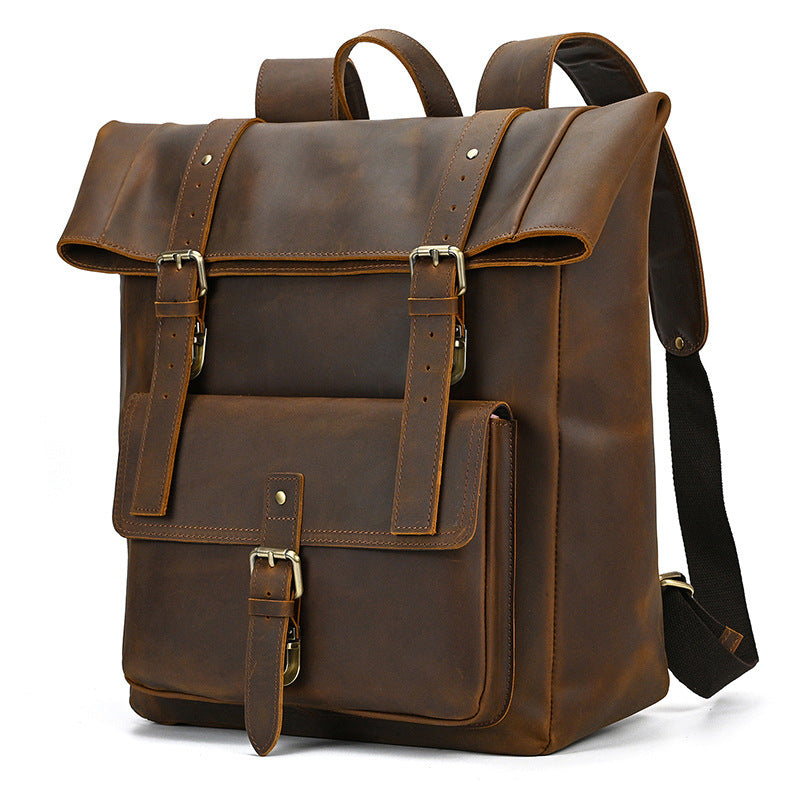 genuine leather outdoor weekender backpack