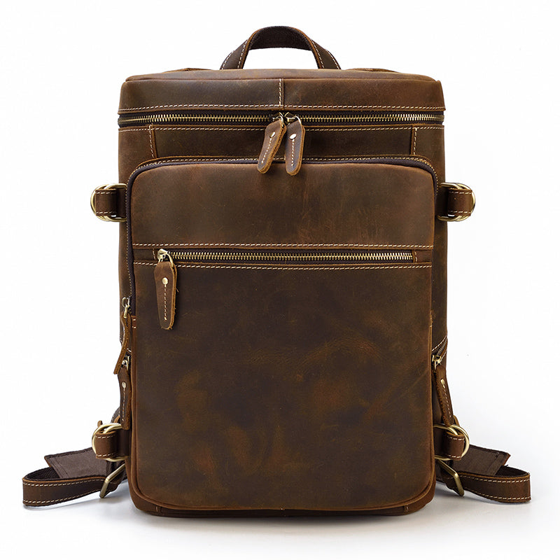 minimalist tanned leather rucksack backpack