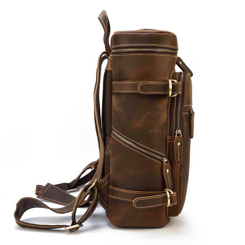 genuine leather weekender rucksack backpack mens