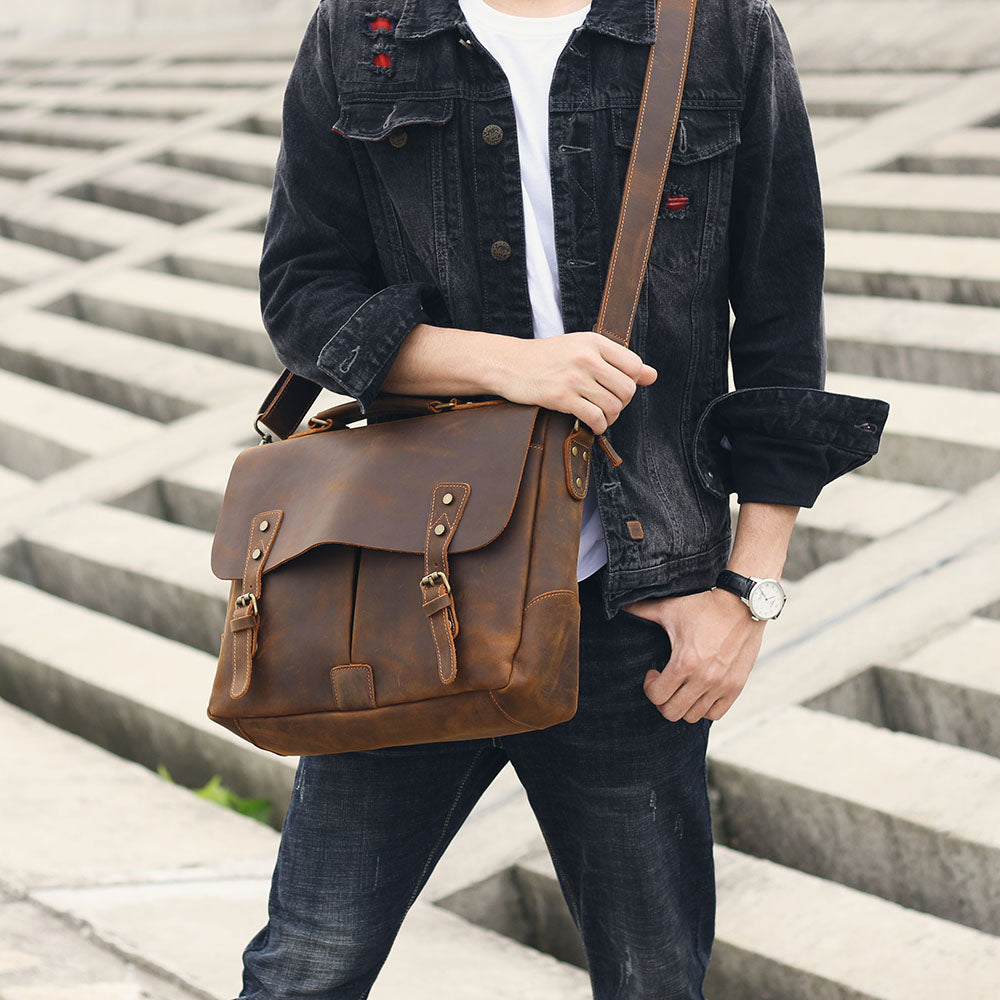 leather shoulder bag for men