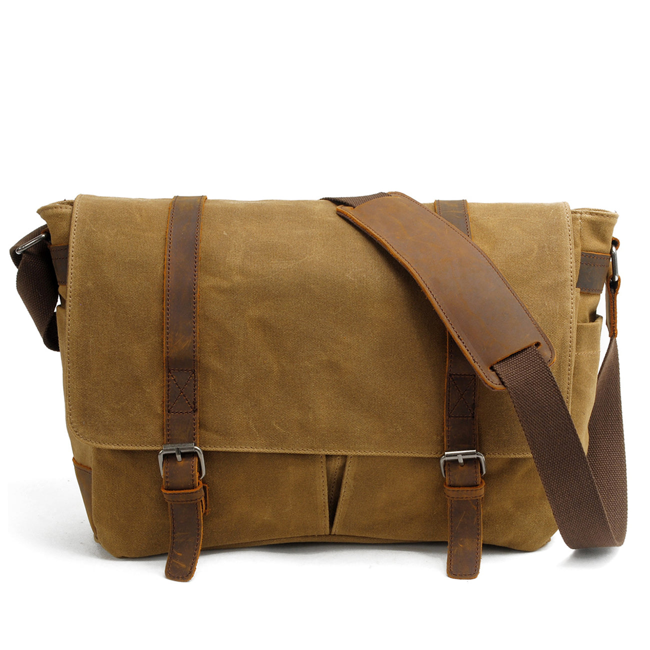 sacoche ordinateur vintage khaki avant